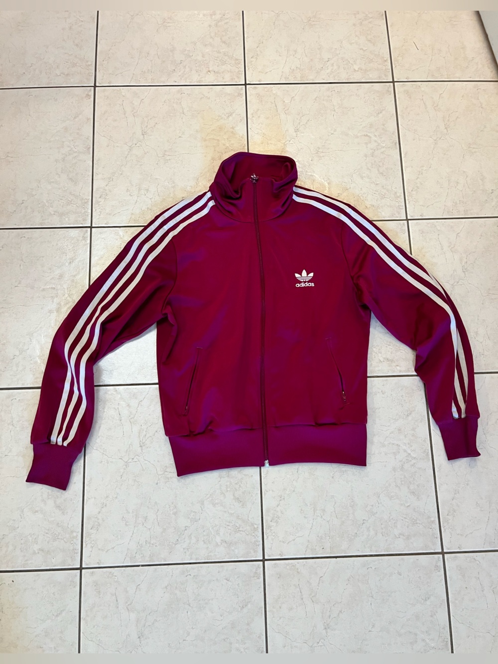 adidas Kids Deep Pink Track Jacket with White Stripes